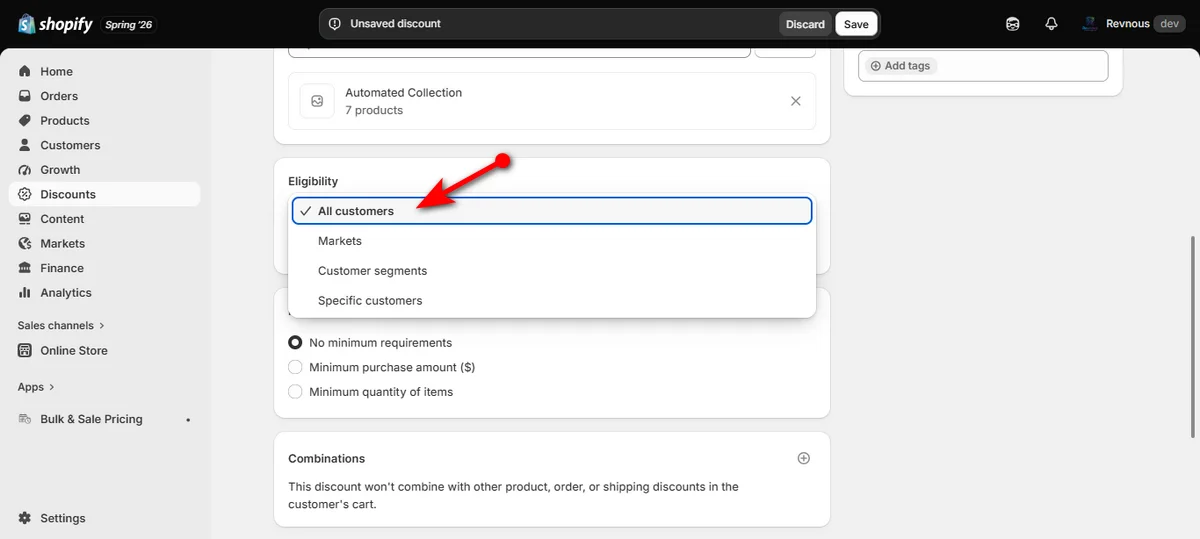 10 - click eligibility dropdown menu and select customer type