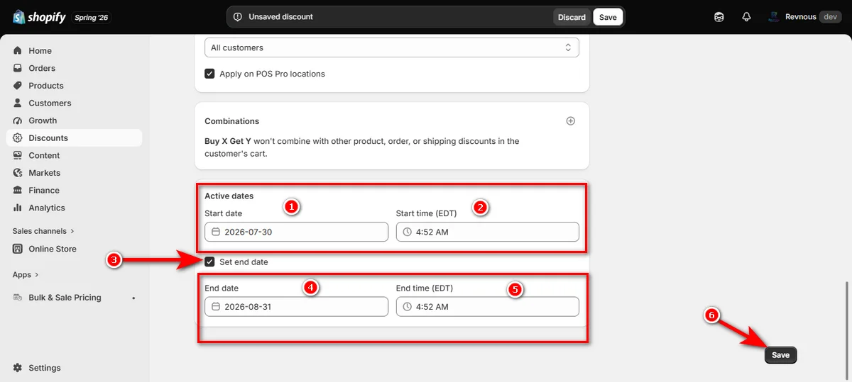 21- select start and end date of buy x get y discount