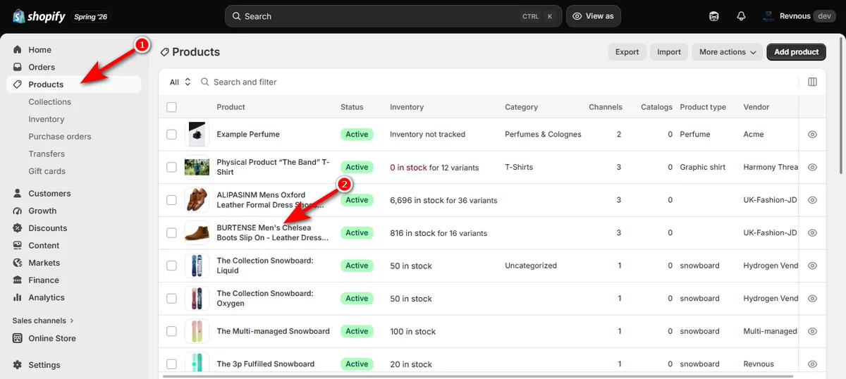 1- click products and select a product