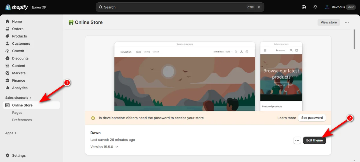 20- go to online store and hit edit theme button