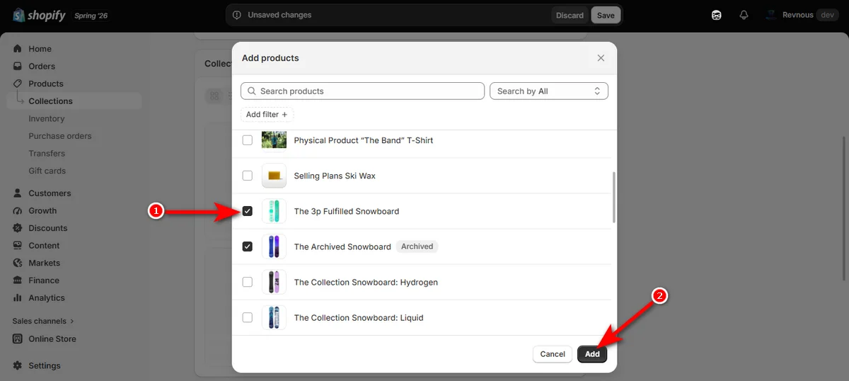 5- choose products and click add button