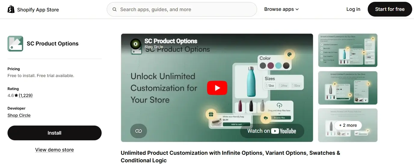 sc product options customize products with variants color swatches