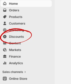 login to your shopify account and find the discount option to launch a discount on shopify