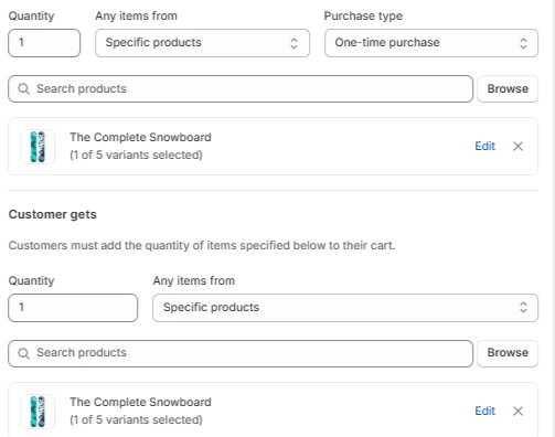 select all products specific products or collections carefully to offer