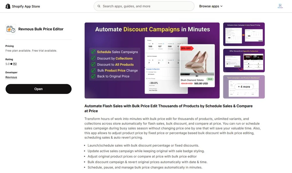 automate price changes and schedule discount with revnous bulk discount shopify app.webp