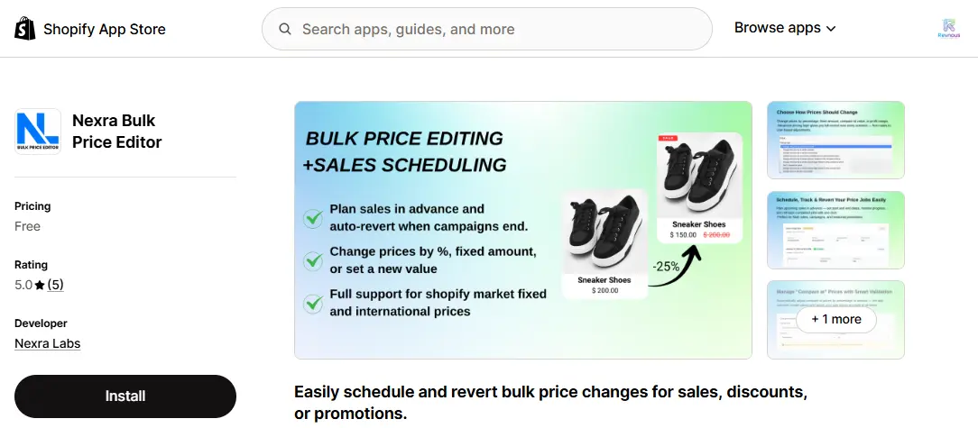 nexra bulk price editor shopify apps featured in the Revnous blog