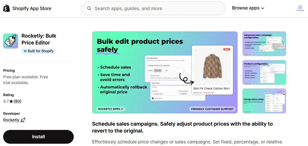 rocketly bulk price editor shopify app
